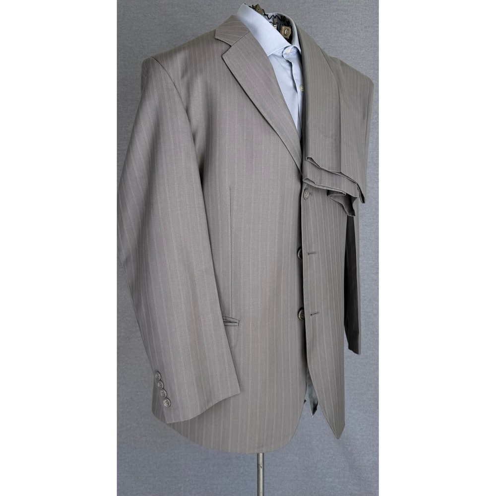 Luca Rossi Italia Mens 2pc Pinstripe Suit Gray 3 Button Blazer 44R 33x30 150s